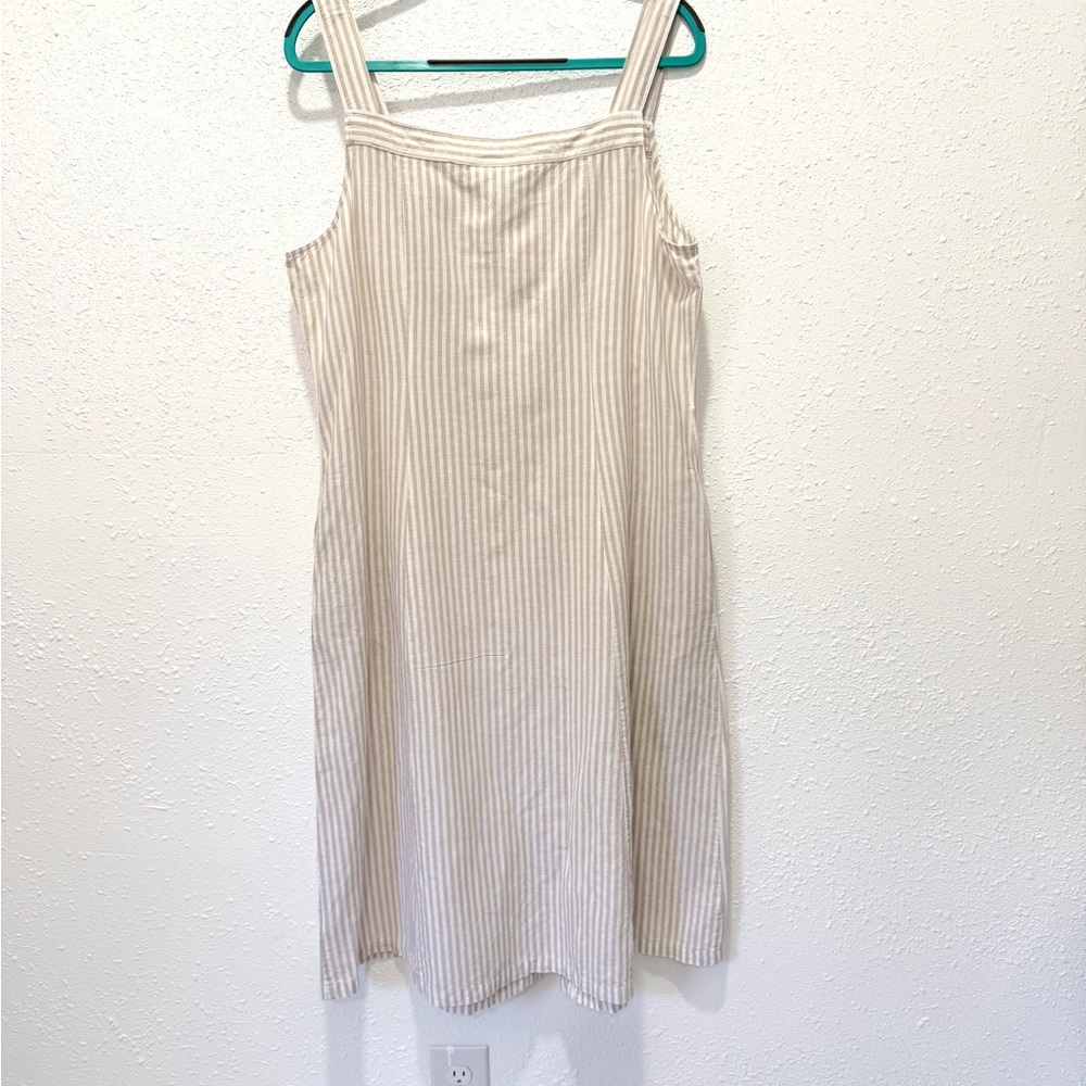 Liz Claiborne linen blend Cream Striped Midi Dress XL - Picture 4 of 7